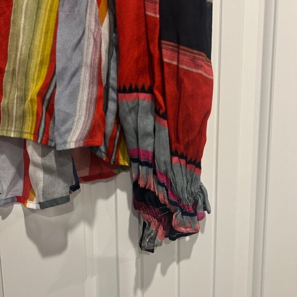 Anthropologie x Bl^nk London Miranda Peasant‎ Geometric Blouse Women’s Size XS - Picture 4 of 8
